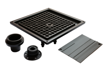 Floor Grate With Drain and Drain Cover. On a White or Clear Surface PNG Transparent Background.