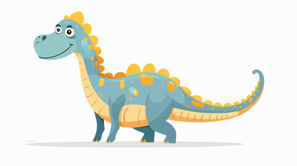 Cartoon adorable dinosaur flat vector isolated on white