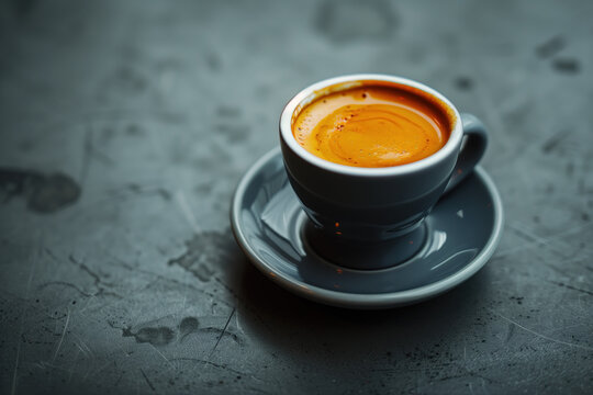 Cup of espresso on a stone table. Coffee. Background image. Created with Generative AI technology.