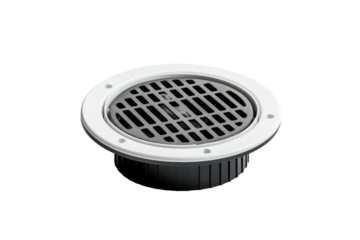 Black and White Drain With White Cover. On a White or Clear Surface PNG Transparent Background.