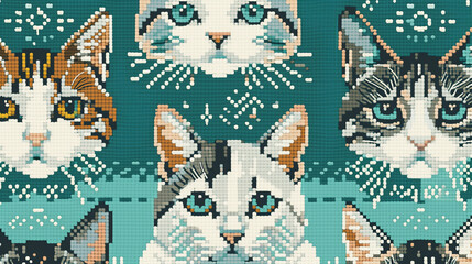 Cat Cross Stitch Pattern Wallpaper