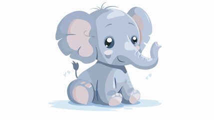 Cartoon baby elephant sitting isolated on white background