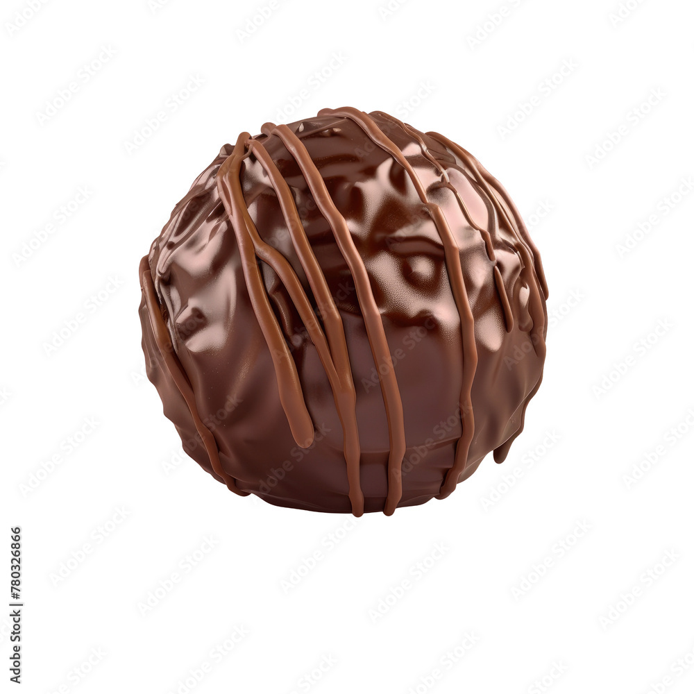 Poster chocolate covered donut with chocolate drizzle on a transparent background