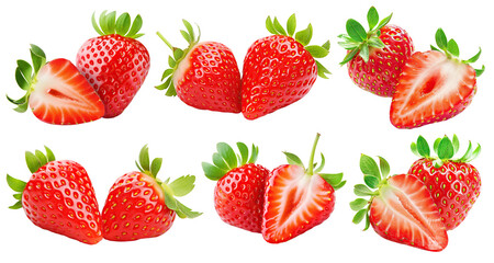 Set of delicious strawberries, cut out