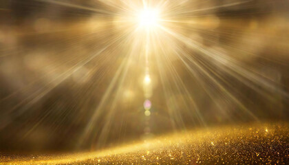 Sun rays. Natural light. Lens flare. gold background.