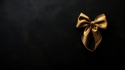 Elegant golden bow on dark textured background with copy space - obrazy, fototapety, plakaty