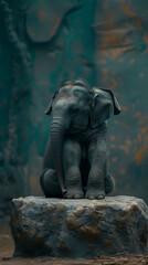 Fototapeta na wymiar closeup of an Elephant sitting calmly, hyperrealistic animal photography, copy space for writing