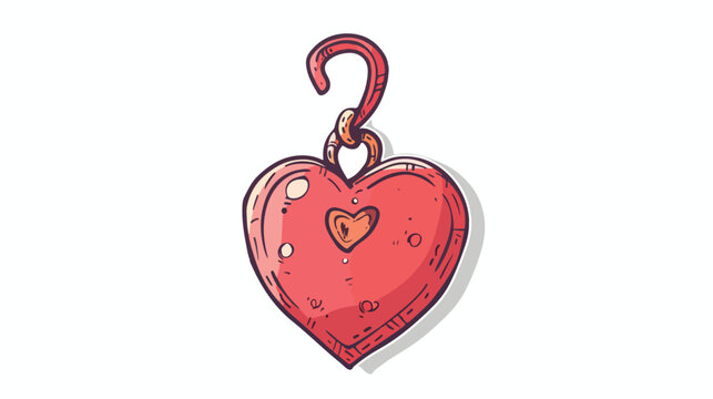 Doodle heart shape pendant. Hand-drawn cute accessory