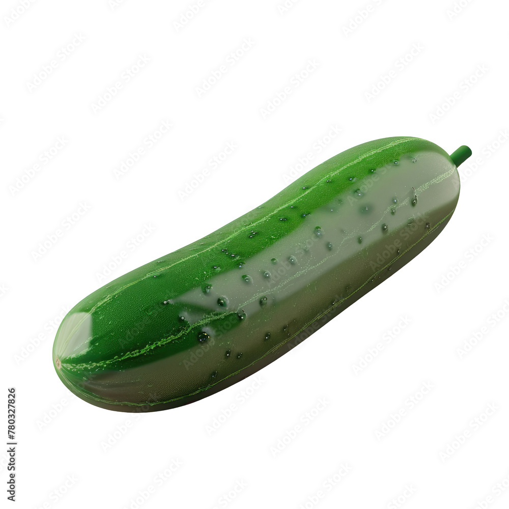 Poster cucumber with green stem on a transparent background
