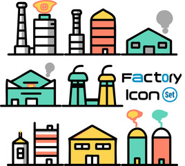 Diverse Industrial Factory Icons Design Set
