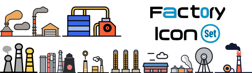 Comprehensive Industrial and Factory Icon Collection
