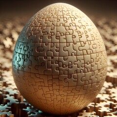 An egg made up of puzzle pieces.
