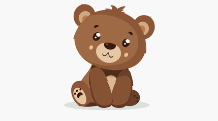 Cute baby bear cartoon flat vector isolated on white
