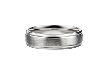 Elegant White Gold Wedding Ring on White Background. On a White or Clear Surface PNG Transparent Background.