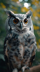 closeup of an Owl sitting calmly, hyperrealistic animal photography, copy space for writing