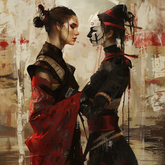 person in a red dress