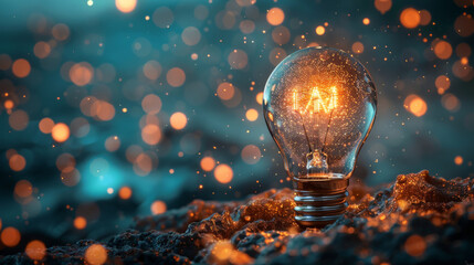 Light bulb idea refers to the concept of a bright and innovative idea, which serves as an inspiration for creativity and progress - obrazy, fototapety, plakaty