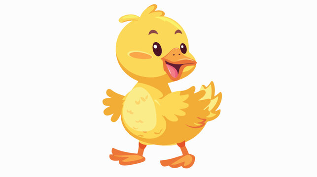 Cute duck cartoon isolated on white background flat vector