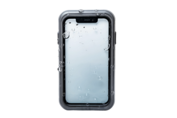 Water Droplets on Iphone Case. On a White or Clear Surface PNG Transparent Background.