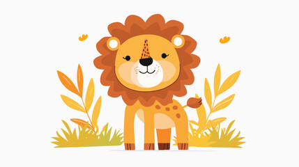 Obraz na płótnie Canvas Cute lion with hand lettering roar Baby lion