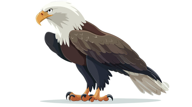 Cartoon bald eagle posing isolated on white background