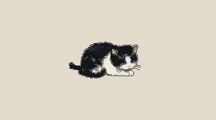 Fotobehang Simple Cat Cross Stitch Wallpaper © TY