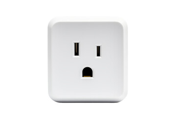 White Electrical Outlet With Single Socket. On a White or Clear Surface PNG Transparent Background.