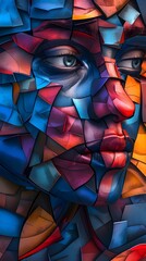 Captivating Cubist Composition Vibrant Hyper Detailed Surreal Digital Artwork - obrazy, fototapety, plakaty