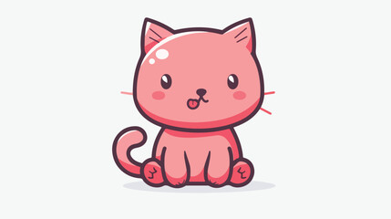 cute pink cat mascot character flat vector 