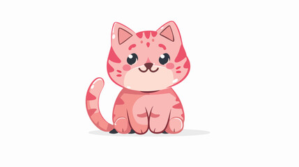 cute pink cat mascot character flat vector 