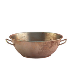 A metal bowl with handles on a transparent background - obrazy, fototapety, plakaty