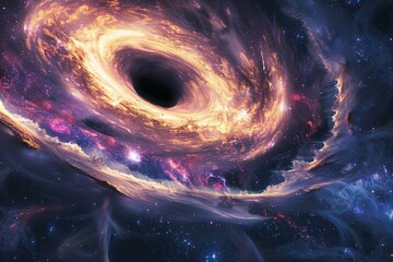 Supermassive black hole at the center of the galaxy Surrounded by streams of hot gas and powerful radiation jets.
