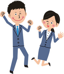 ポップなフレッシャーズの若者　元気にジャンプ