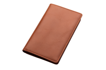 Brown Leather Wallet on White Background. On a White or Clear Surface PNG Transparent Background.