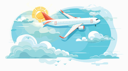 Fly plane in sun concept icon isolated on white background