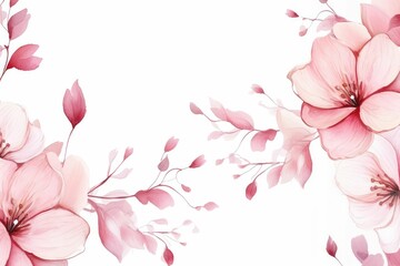 Fototapeta premium Watercolor cyclamen clipart with delicate pink and white blooms. flowers frame, botanical border, pink and white blooms , on white background.