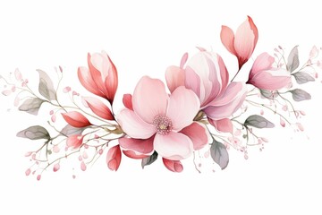 Watercolor cyclamen clipart with delicate pink and white blooms. flowers frame, botanical border, pink and white blooms , on white background.