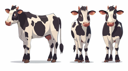 Cartoon cow character flat vector isolated on white background