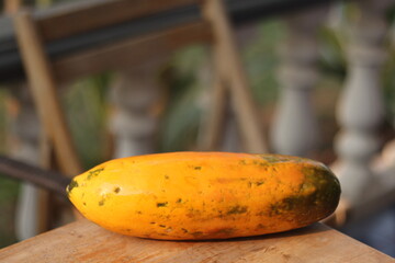 Fresh ripe papaya fruit on the table