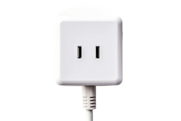 White Wall Charger With Two Black Plugs. On a White or Clear Surface PNG Transparent Background.