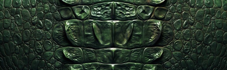 The texture of the green skin of a crocodile, alligator or lizard is a unique pattern symbolizing strength and natural elegance - obrazy, fototapety, plakaty