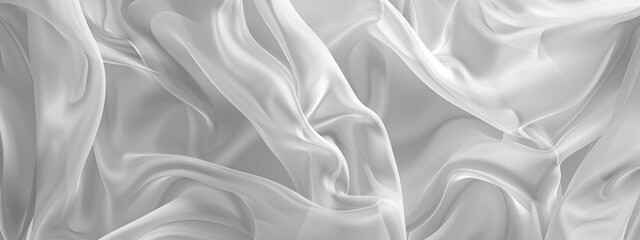 Obraz premium Abstract white background with elegant cloth texture, white silk fabric with folds and waves. elegant luxury design element for banner or wallpaper.