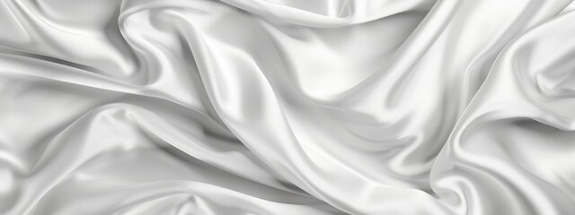Obraz premium Abstract white background with elegant cloth texture, white silk fabric with folds and waves. elegant luxury design element for banner or wallpaper.