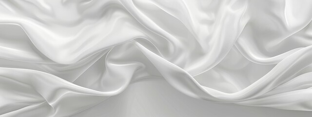 Obraz premium Abstract white background with elegant cloth texture, white silk fabric with folds and waves. elegant luxury design element for banner or wallpaper.