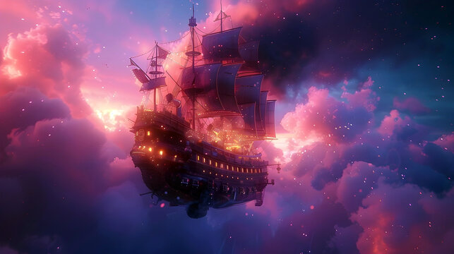 Commanding a Captivating Steampunk Airship Through Opalescent Skies An Immersive Fantastical Journey