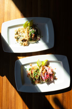 Mexican food overhead looking down tacos vertical