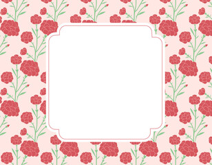 母の日　カーネーション　アンティーク枠のフレーム　ピンク