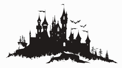 Castle silhouette. Vector illustration on white isolated - obrazy, fototapety, plakaty