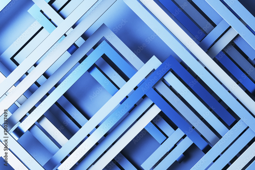 Fototapete abstract blue linear backdrop. landing page concept. 3d rendering.