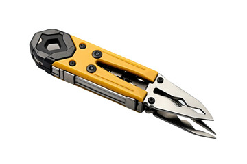 Yellow and Black Tool With a Black Handle. On a White or Clear Surface PNG Transparent Background.